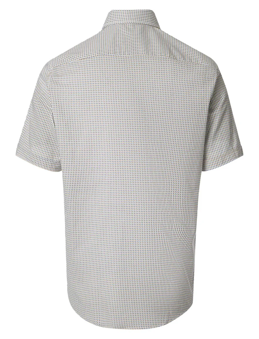 Overhemd wit geprint Casa Moda geel blauw