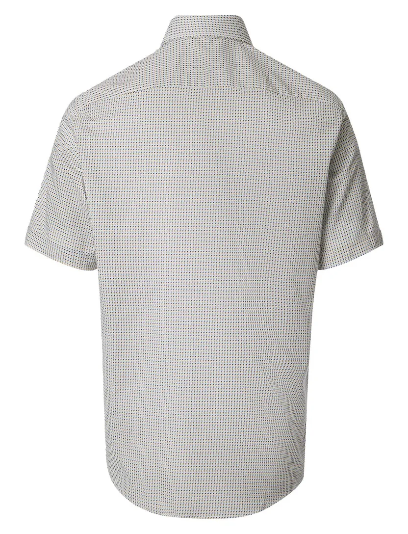 Wit geprint Overhemd Casa Moda button down boord korte mouw