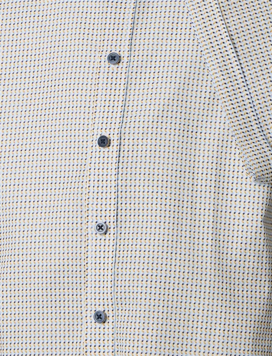 Overhemd wit geprint Casa Moda geel blauw