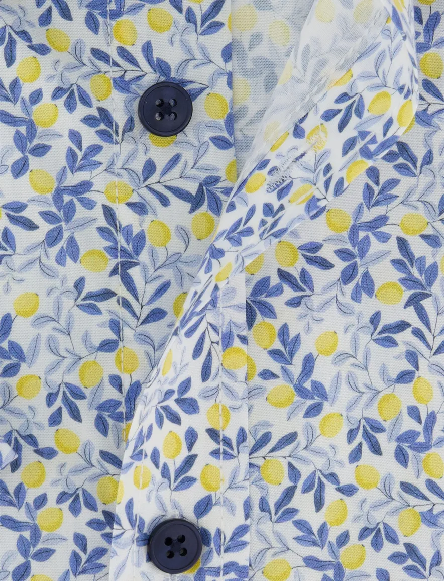 Overhemd casual fit Casa Moda korte mouw met citroentjes semi-wide collar