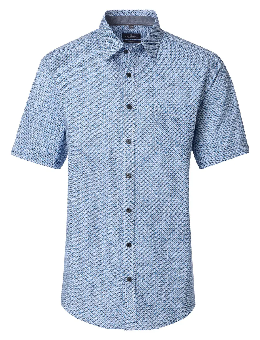 Overhemd blauw geprint Casa Moda semi wide spread