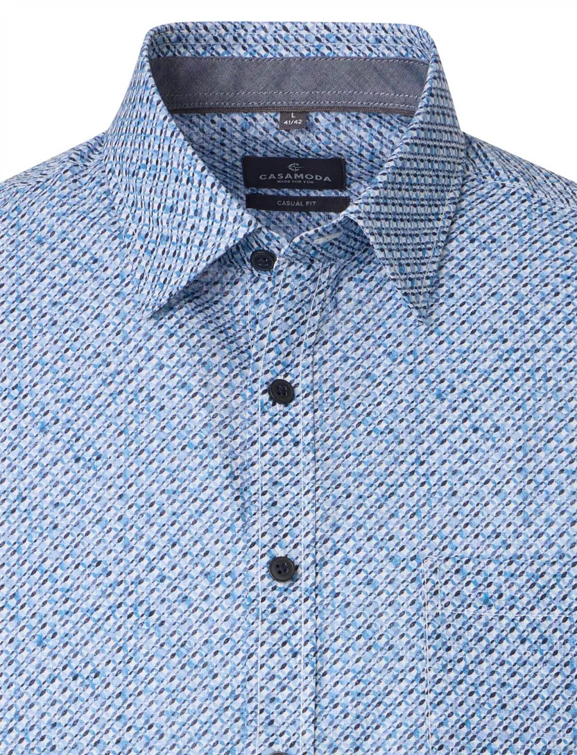Blauw geprint Overhemd Casa Moda patroon