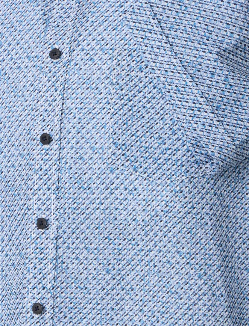 Blauw geprint Overhemd Casa Moda patroon