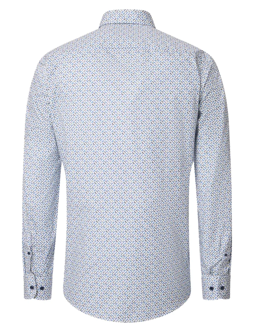 Overhemd Casa Moda Casual Fit button-down boord blauw geprint