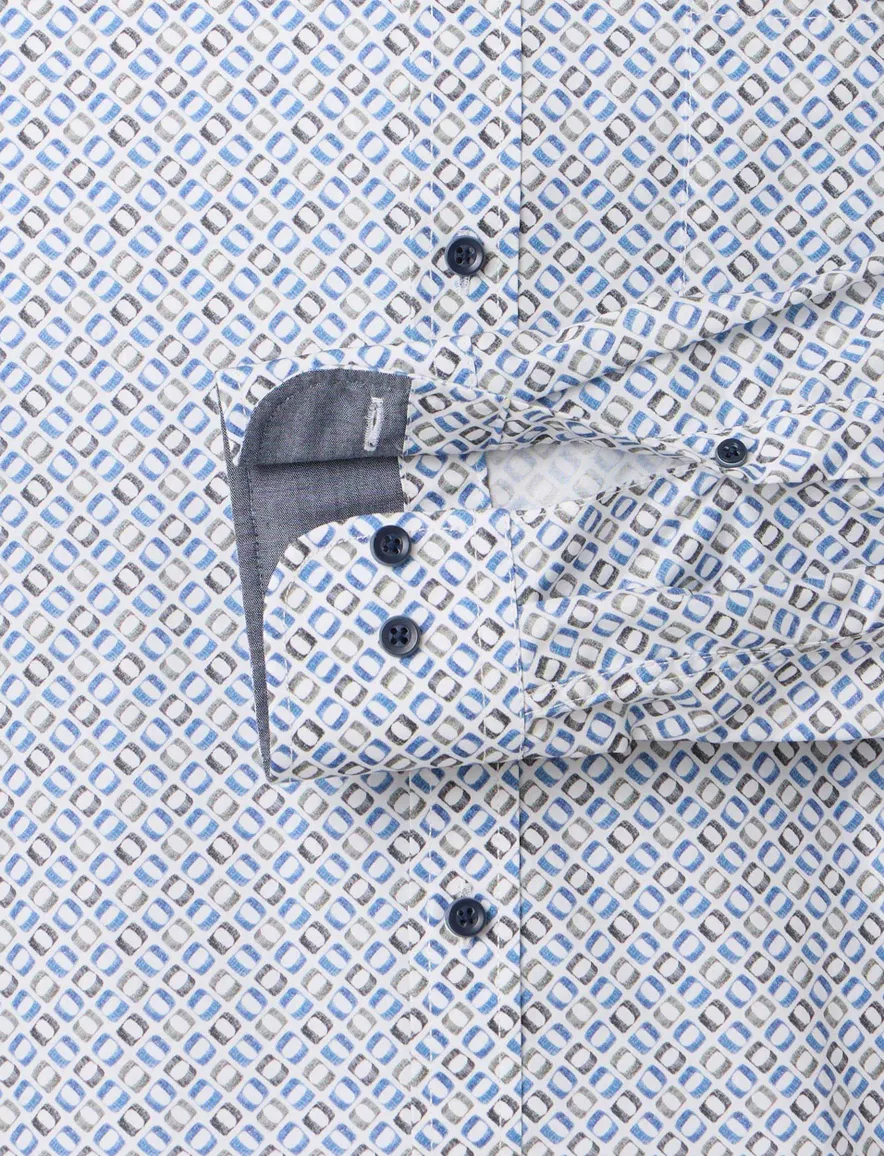 Overhemd Casa Moda Casual Fit button-down boord blauw geprint