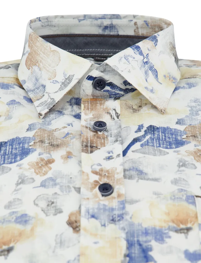 Overhemd Casa Moda Casual Fit bloemen print blauw