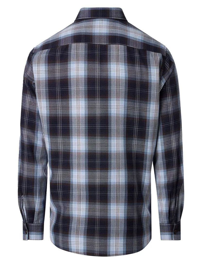 Donkerblauw geruit overshirt Casa Moda knoop sluiting