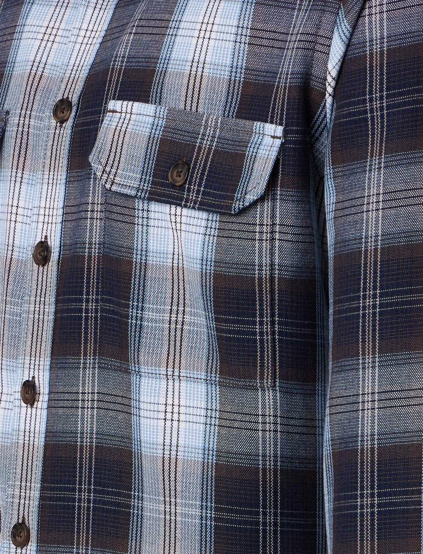 Donkerblauw geruit overshirt Casa Moda knoop sluiting