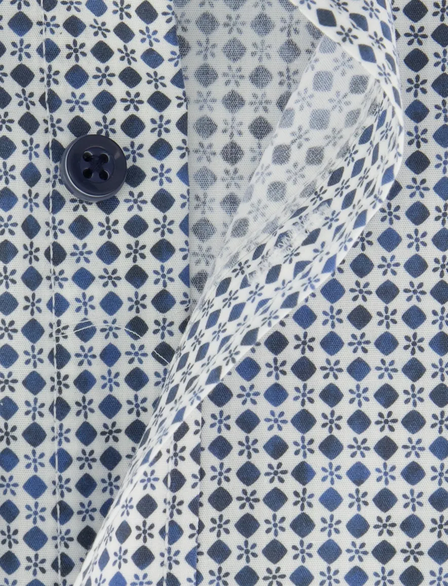 Wit donkerblauw print overhemd Casa Moda Casual Fit