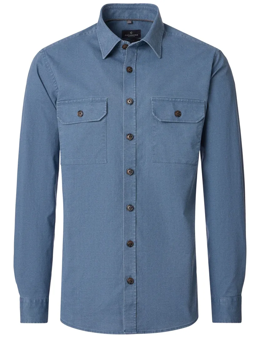 Casa Moda Casual Fit overshirt blauw wijde fit katoen