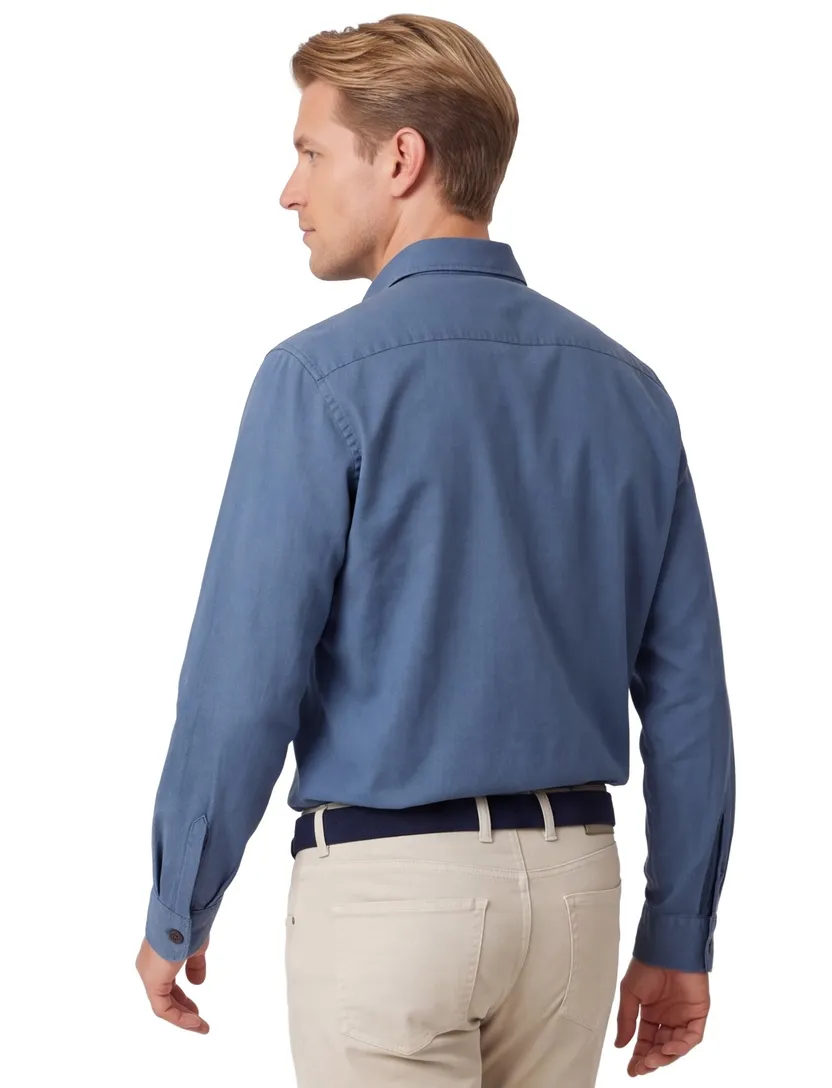 Casa Moda Casual Fit overshirt blauw wijde fit katoen