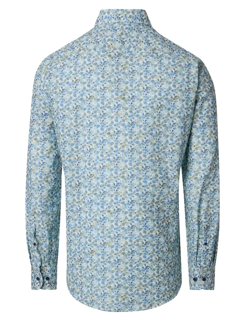blauwe overhemd geprint 100% katoen Casa Moda button-down collar