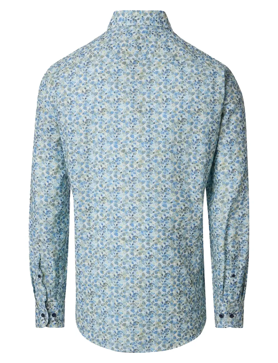 overhemd blauw Casa Moda geprint met borstzak