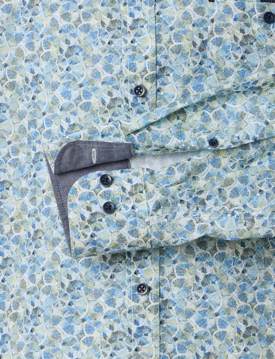 overhemd blauw Casa Moda geprint met borstzak