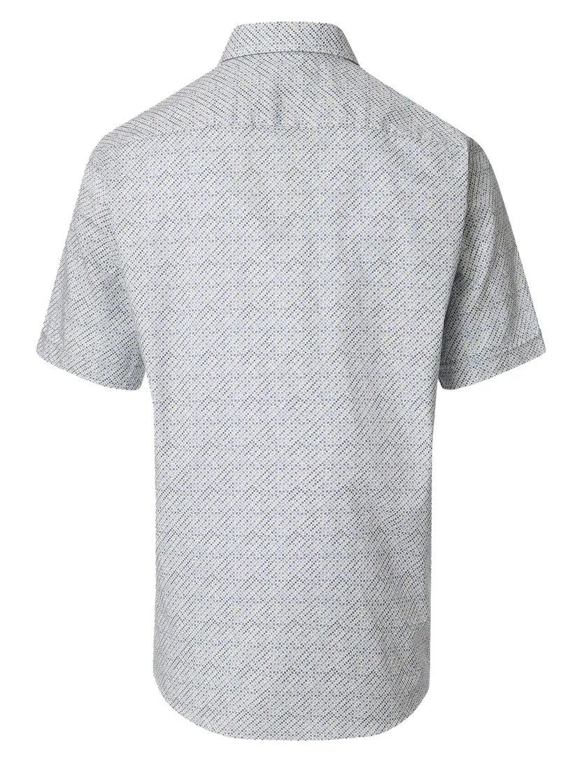 Wit overhemd geprint Casa Moda Casual Fit donkere knoop