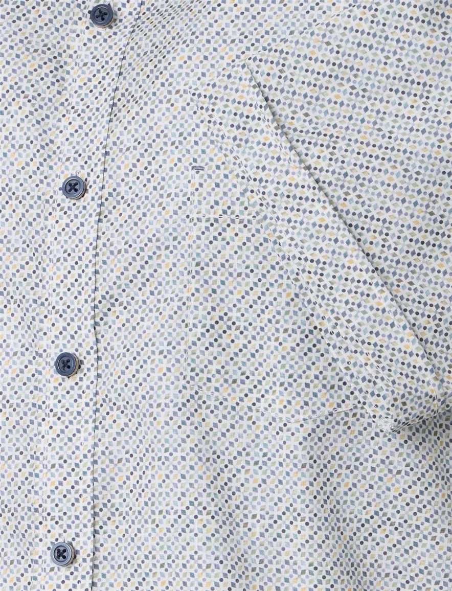 Overhemd wit grijs geprint Casa Moda Casual Fit button down