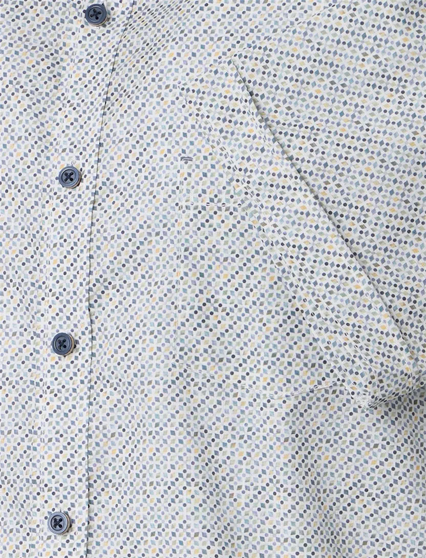 Wit overhemd geprint Casa Moda Casual Fit donkere knoop