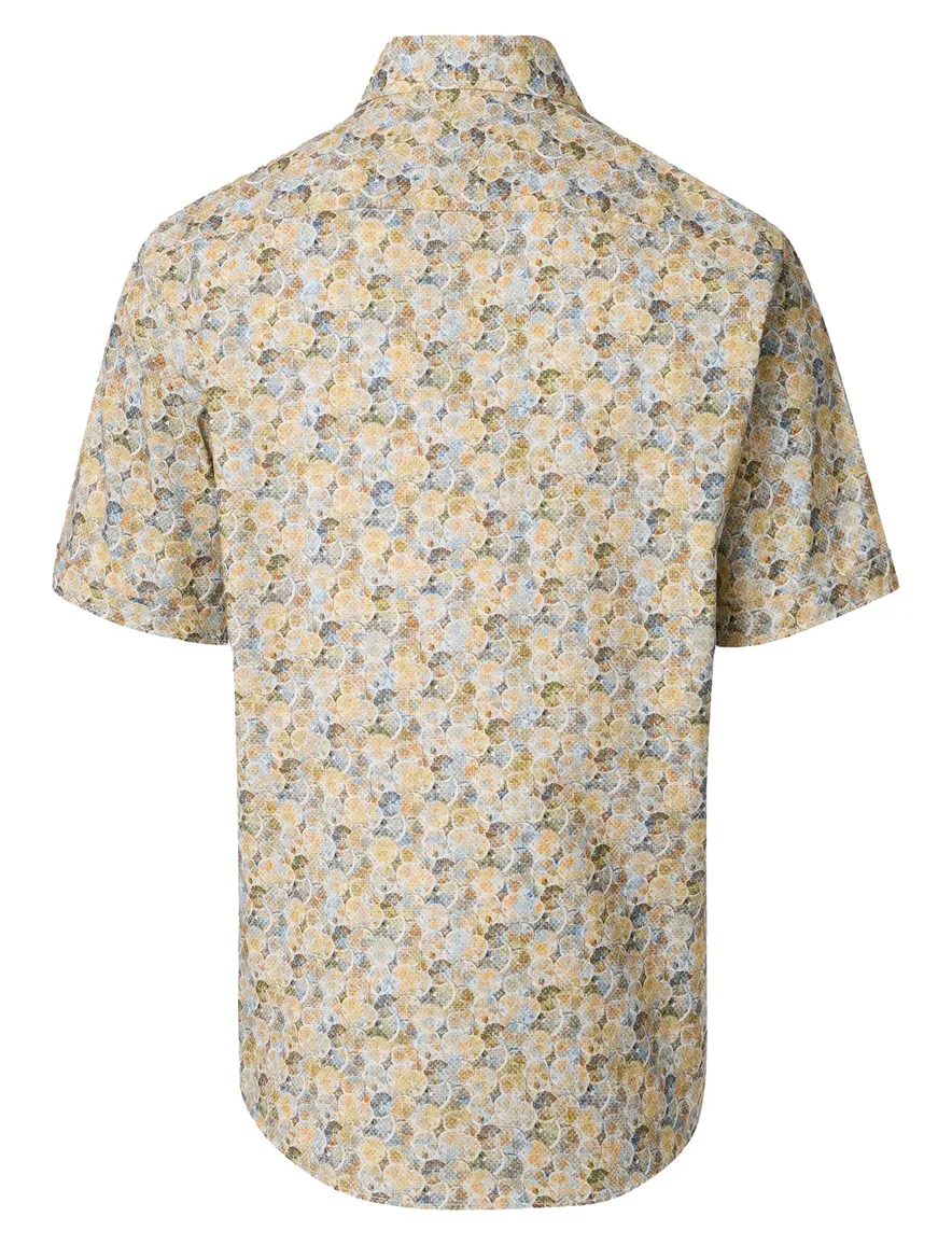 Overhemd wit gestreept Casa Moda Casual Fit geel bruin