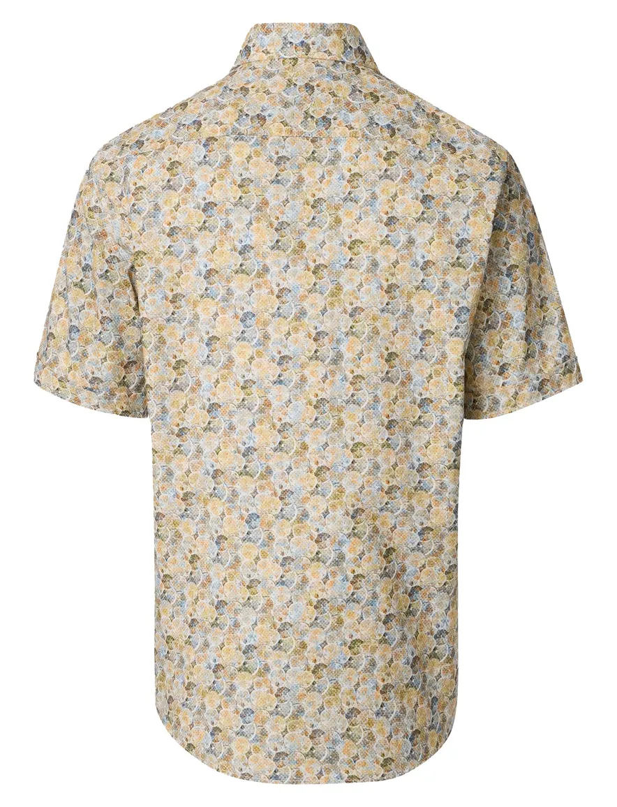 Overhemd wit gestreept Casa Moda Casual Fit geel bruin