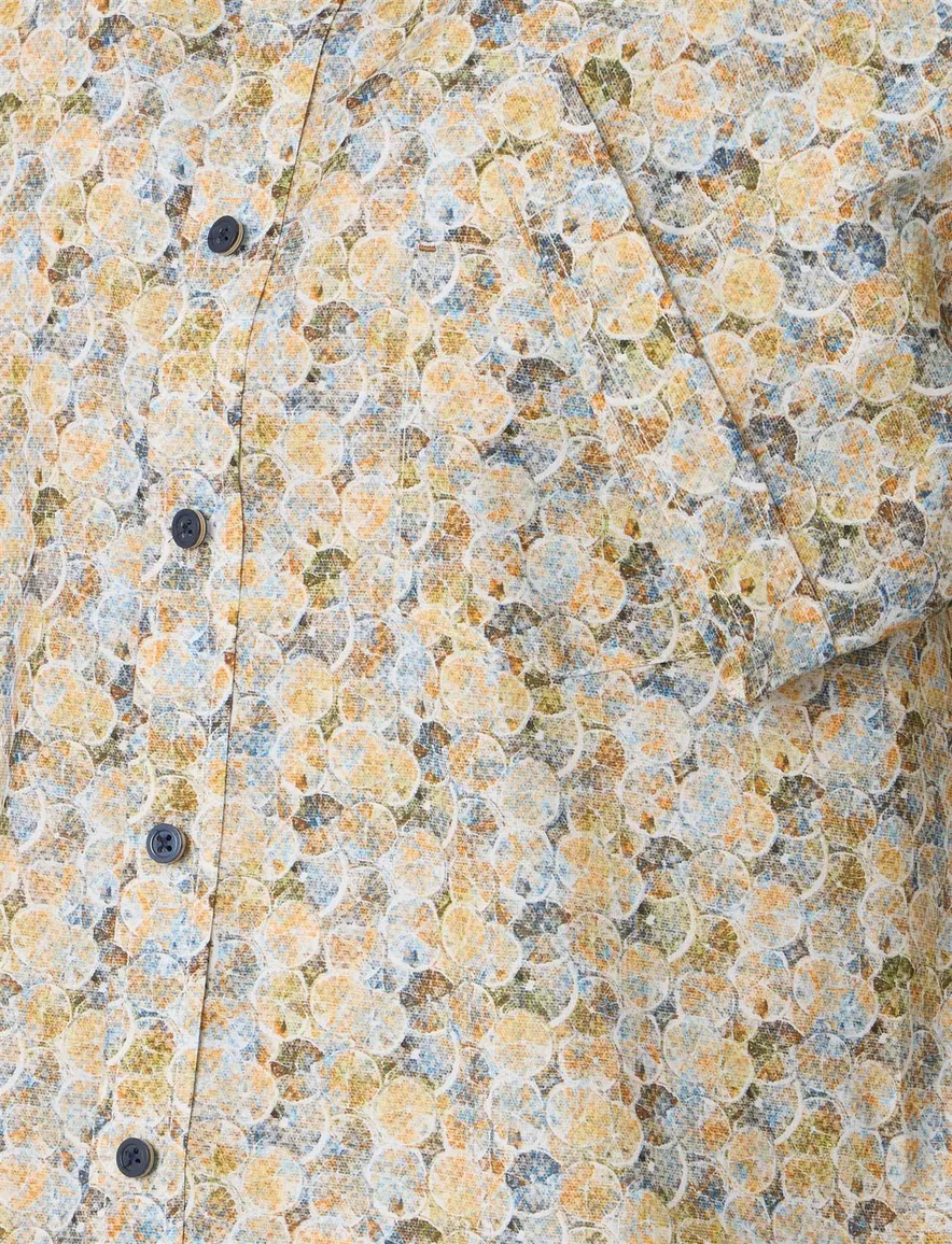 Overhemd wit gestreept Casa Moda Casual Fit geel bruin