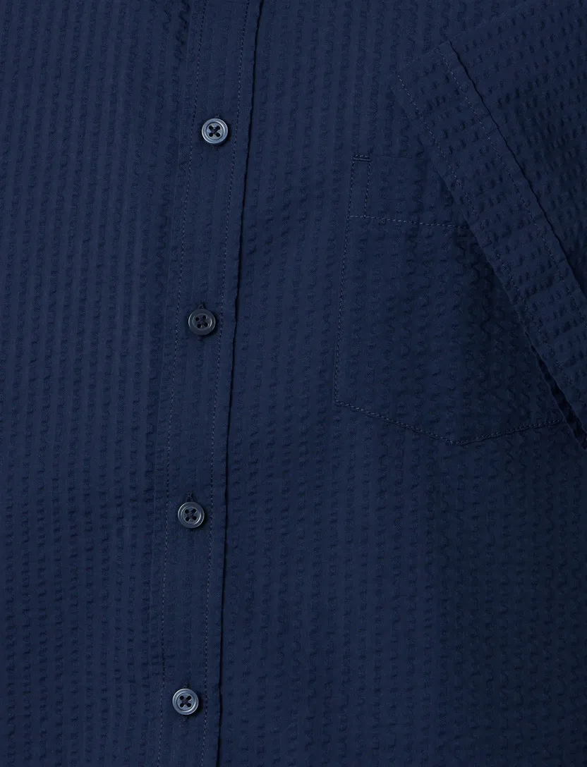 Donkerblauw overhemd Casa Moda Casual Fit borstzak