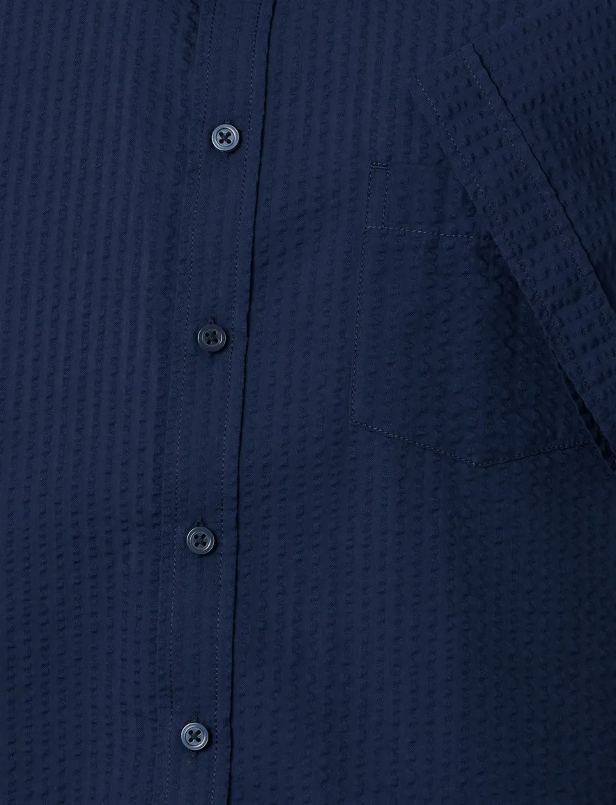 Overhemd donkerblauw Casa Moda Casual fit structuur streep