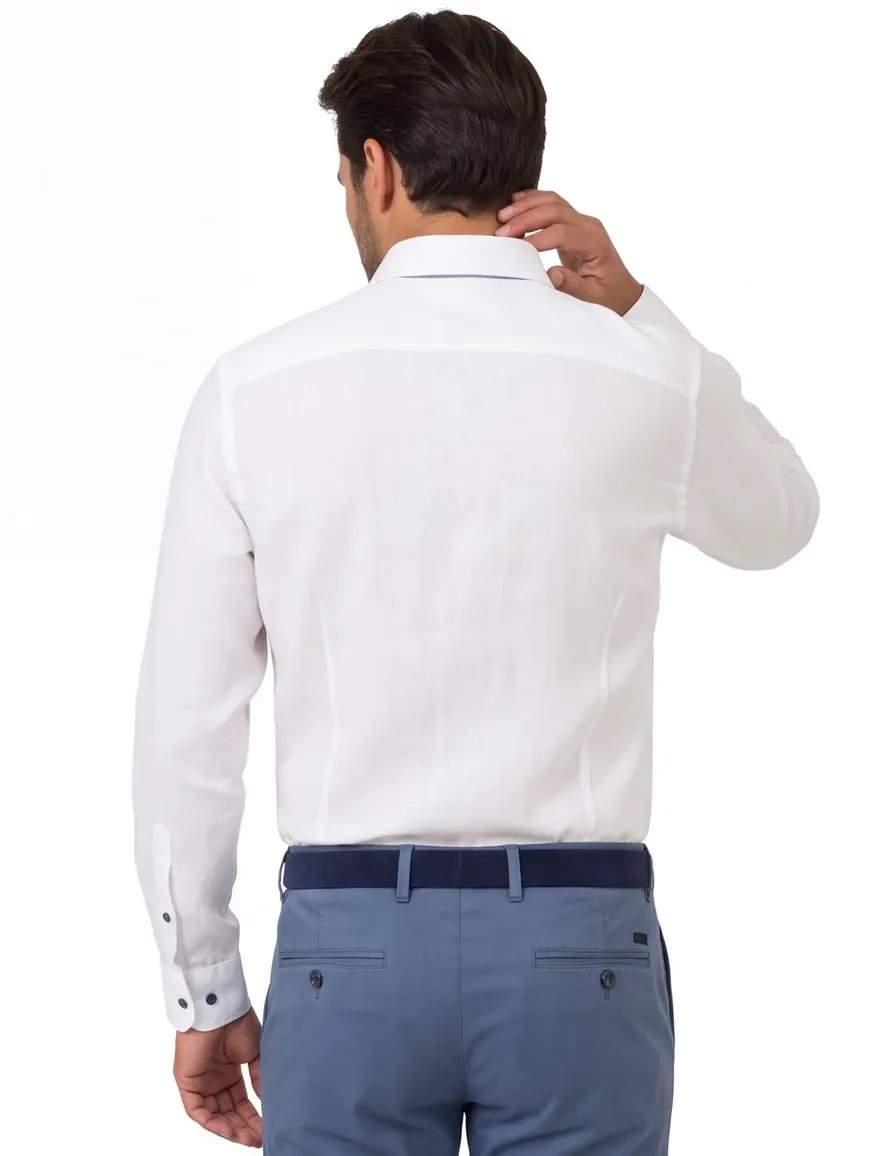 Wit overhemd casual fit Casa Moda blauw knopen button-down collar