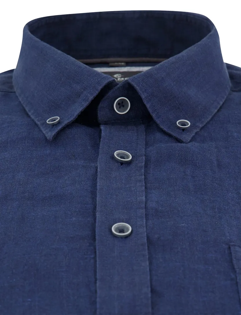 Linnen overhemd Casa Moda Casual Fit donkerblauw