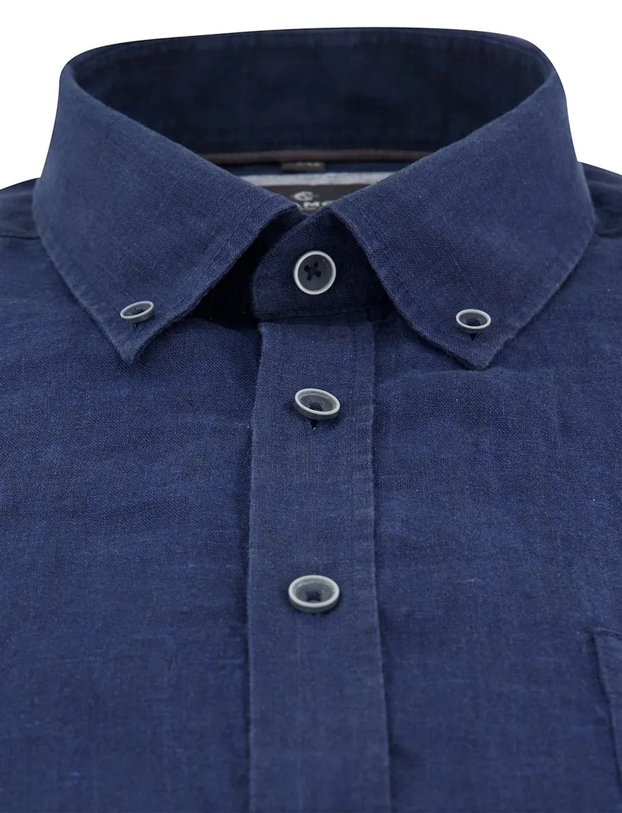 Overhemd Casa Moda Casual Fit donkerblauw linnen