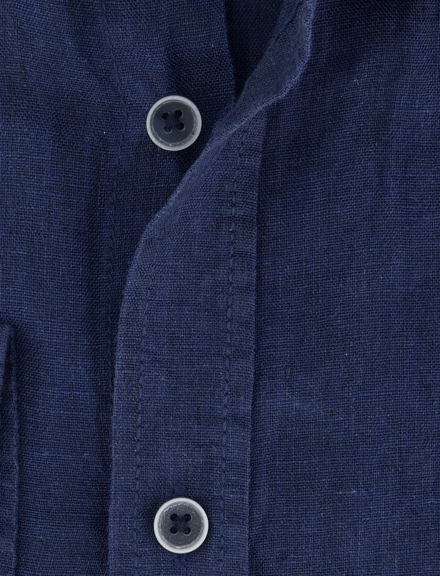 Overhemd Casa Moda Casual Fit donkerblauw linnen