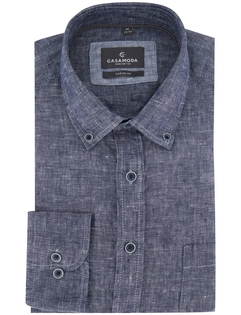 Linnen Overhemd Casa Moda blauw Casual Fit