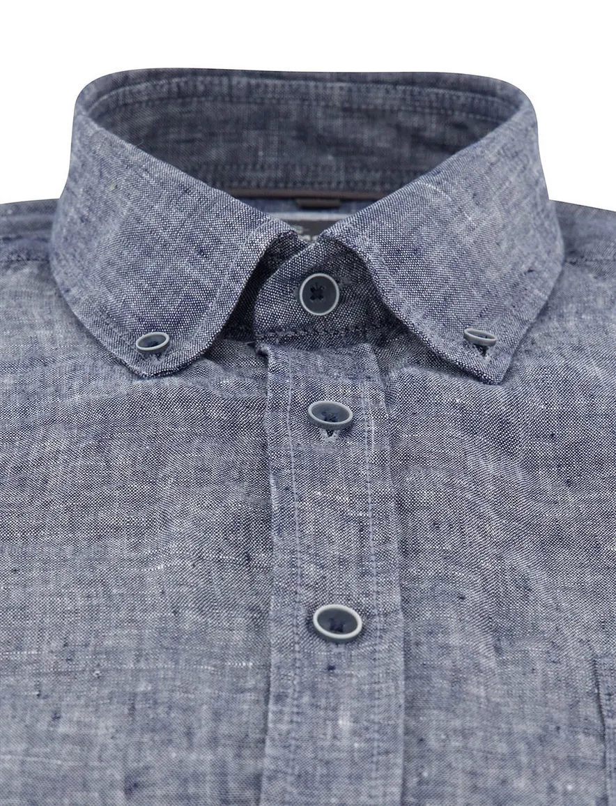 Overhemd Casa Moda Casual Fit blauw linnen