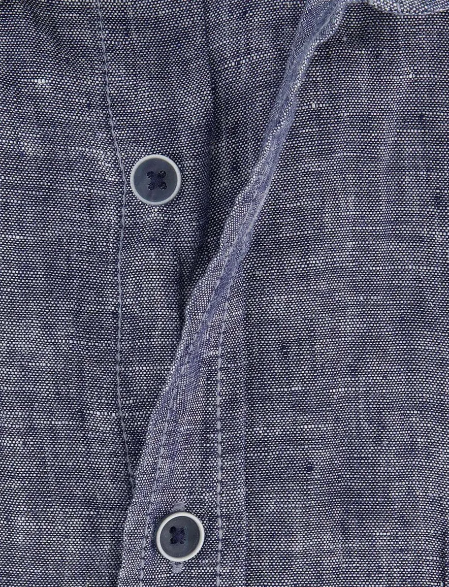 Overhemd Casa Moda Casual Fit blauw linnen