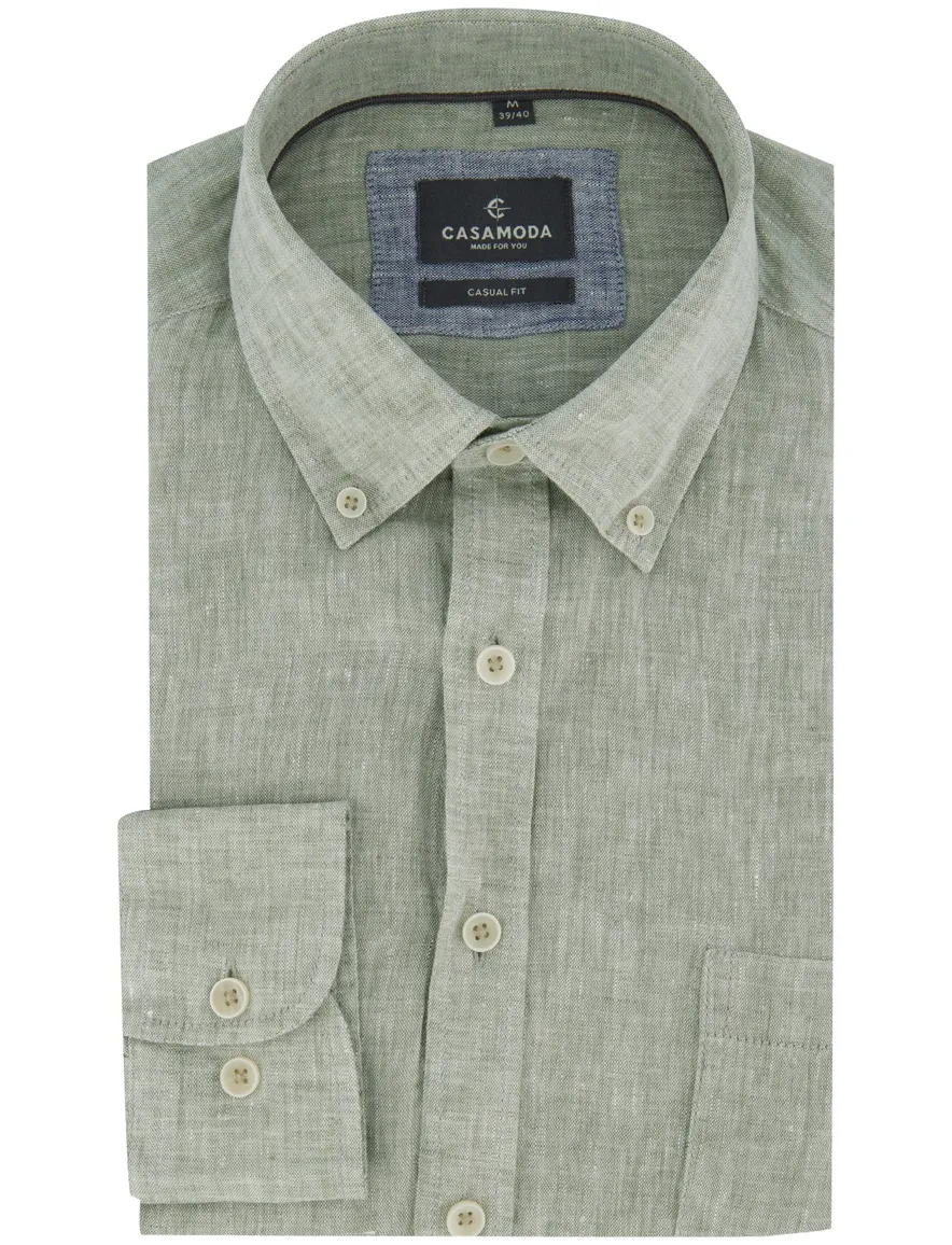 Overhemd casual fit Casa Moda gemêleerd groen button-down collar