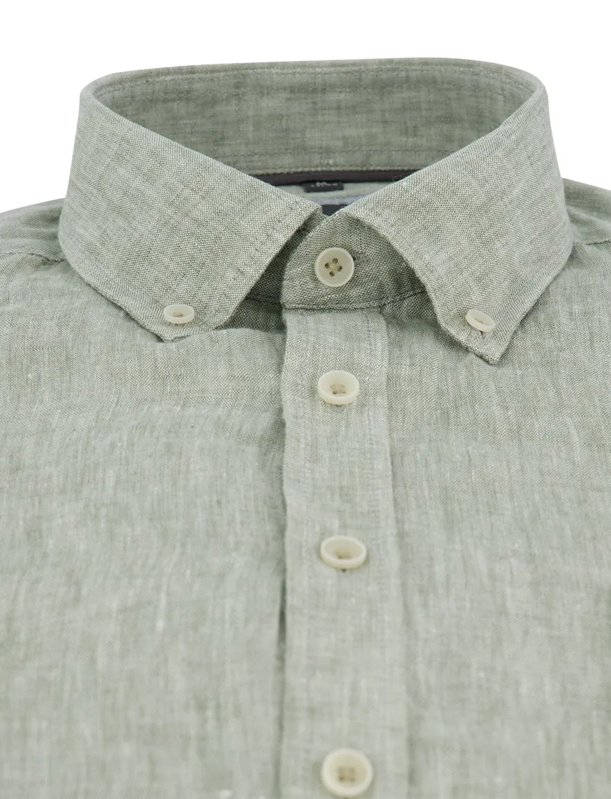 Overhemd casual fit Casa Moda gemêleerd groen button-down collar