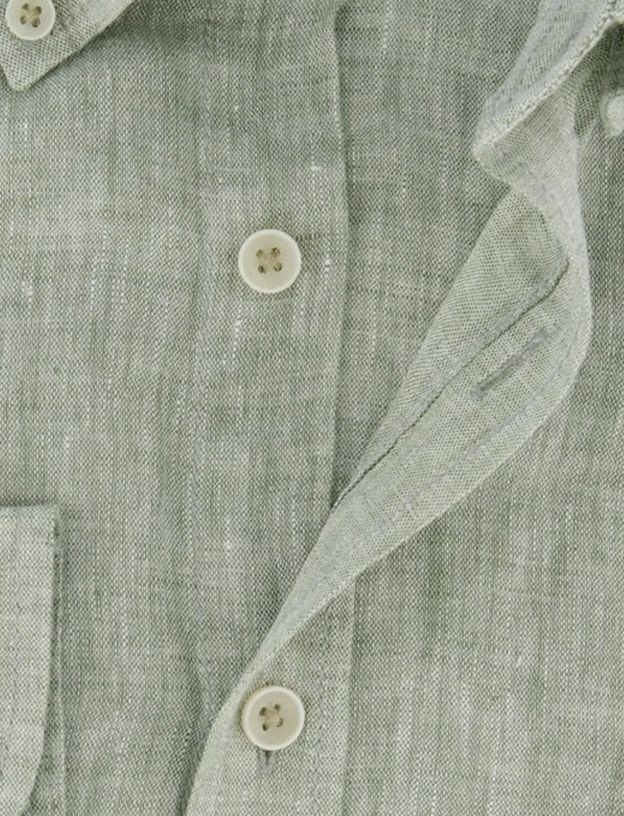 Overhemd casual fit Casa Moda gemêleerd groen button-down collar