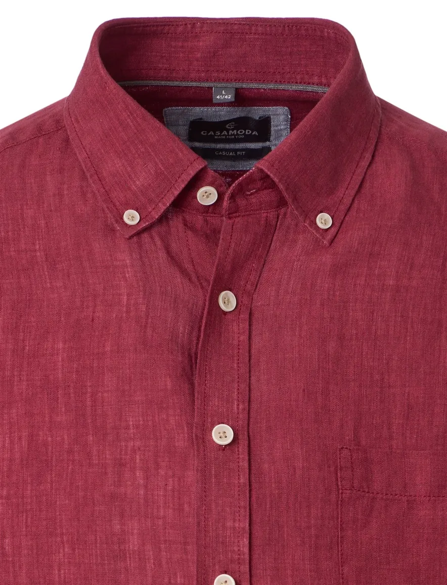Overhemd met borstzak Casa Moda casual fit rood met witte knopen button-down collar