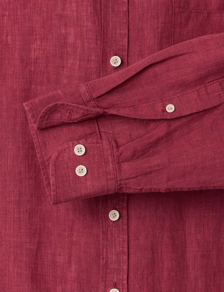Overhemd met borstzak Casa Moda casual fit rood met witte knopen button-down collar