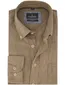 100% linnen overhemd casual fit Casa Moda bruin lange mouw witte knoop