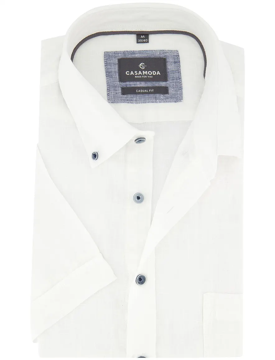 Overhemd korte mouw Casa Moda Casual Fit wit linnen
