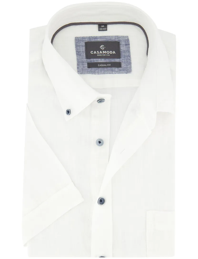 Wit Casa Moda Overhemd Casual Fit linnen korte mouw