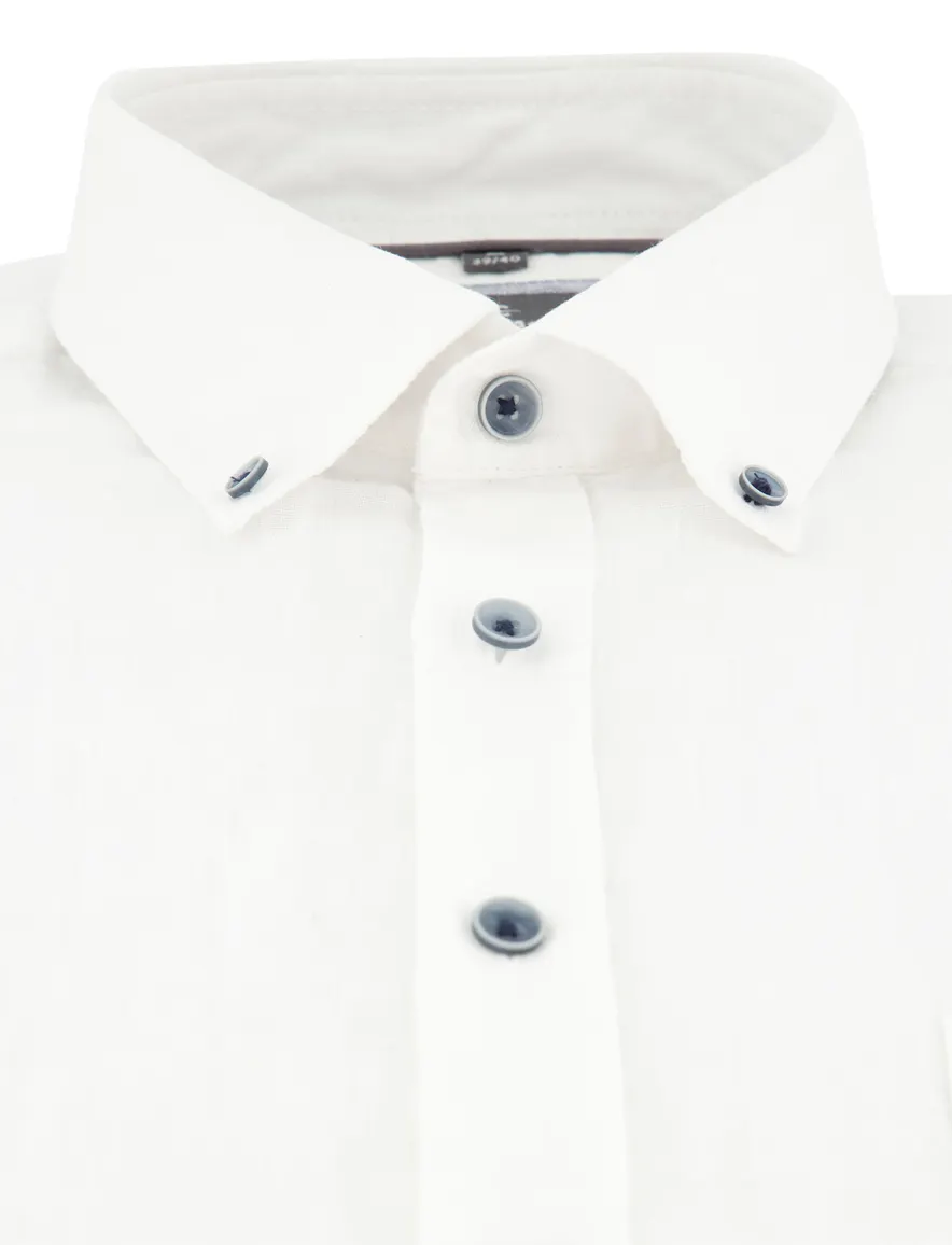 Overhemd korte mouw Casa Moda Casual Fit wit linnen
