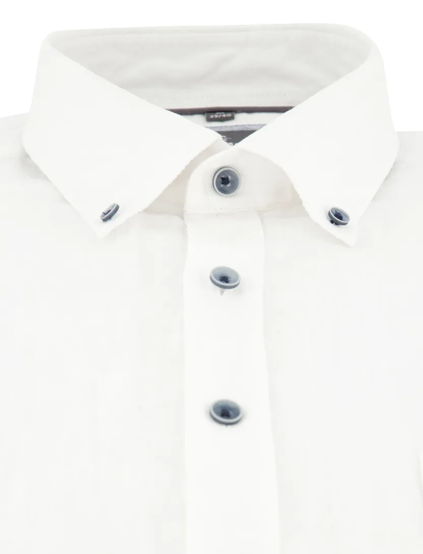 Wit Casa Moda Overhemd Casual Fit linnen korte mouw