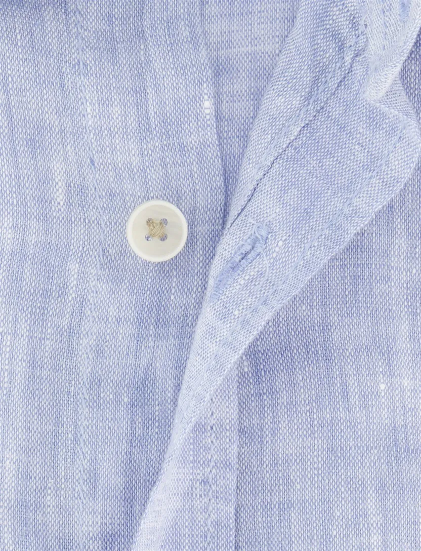 Blauw Overhemd Casa Moda Casual fit linnen korte mouw