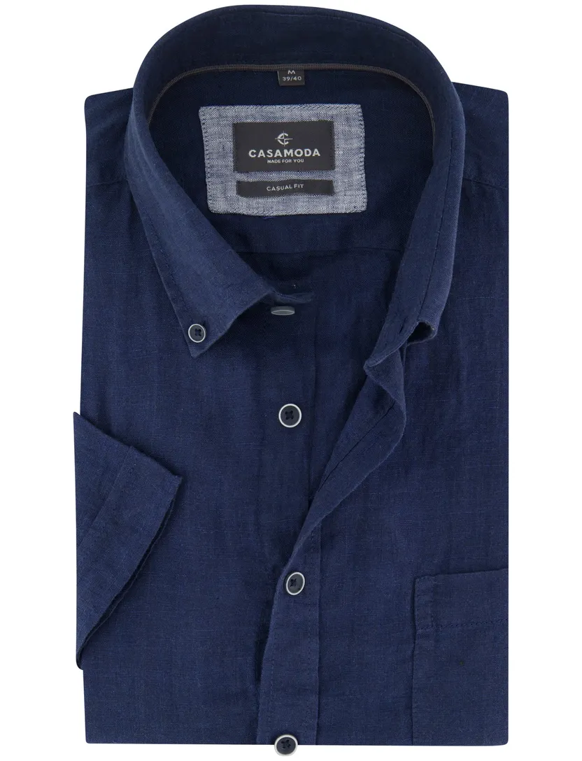 casual overhemd korte mouw Casa Moda Casual Fit donkerblauw