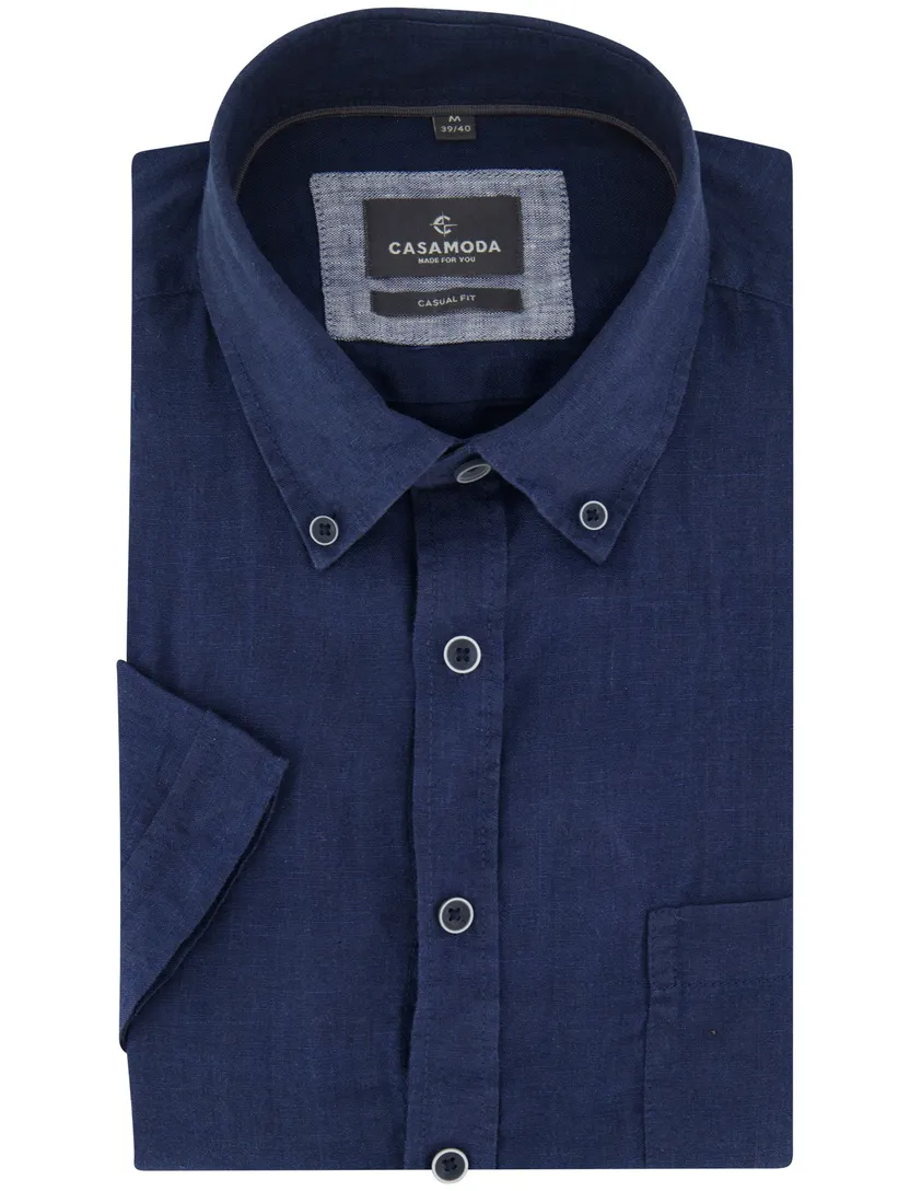 casual overhemd korte mouw Casa Moda Casual Fit donkerblauw