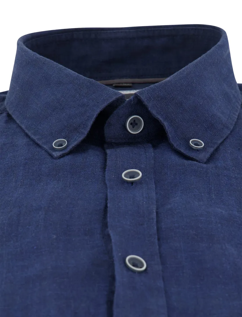 casual overhemd korte mouw Casa Moda Casual Fit donkerblauw