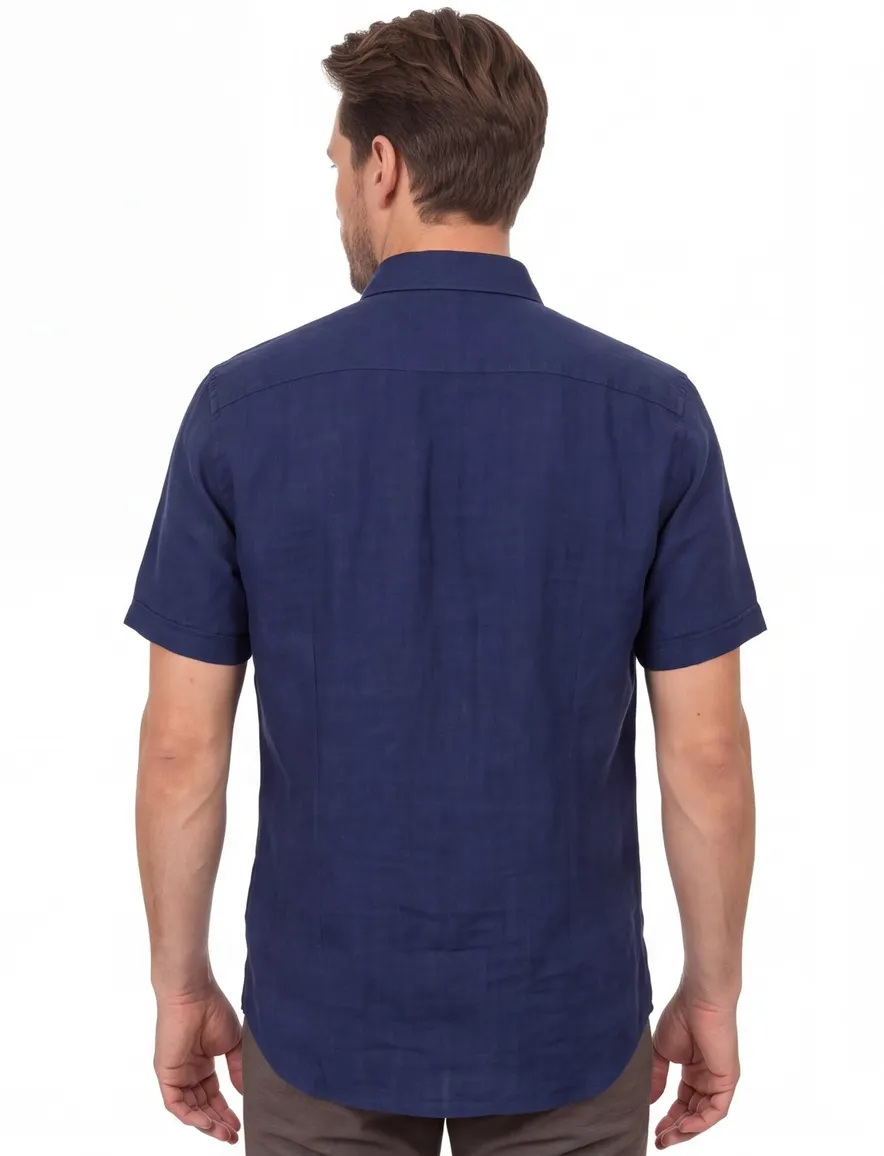 Casa Moda Casual Fit casual overhemd korte mouw donkerblauw