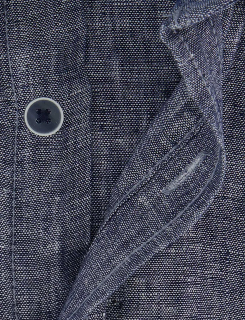 Overhemd Casa Moda blauw wijde fit gemeleerd korte mouw