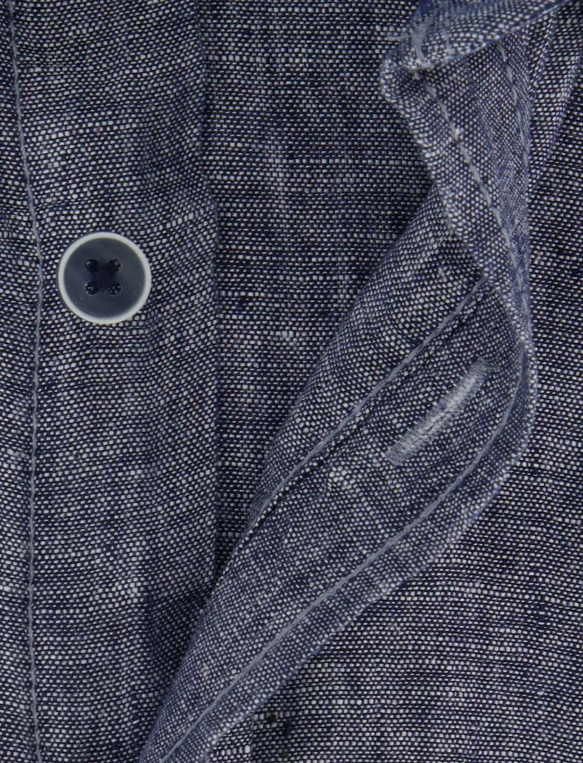 Overhemd Casa Moda donkerblauw wijde fit gemeleerd korte mouw